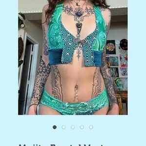 Green and Blue Women's Crop Top